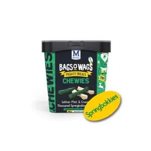 Bags O' Wags Chewies Lekker Mint & Cream Flavoured "Springbokkie" Swirls Dog Treats 500g